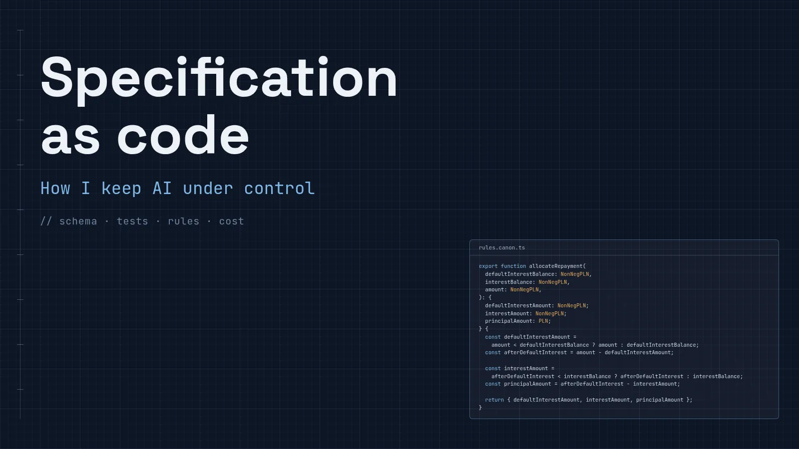 Specification as code: How I keep AI under control
