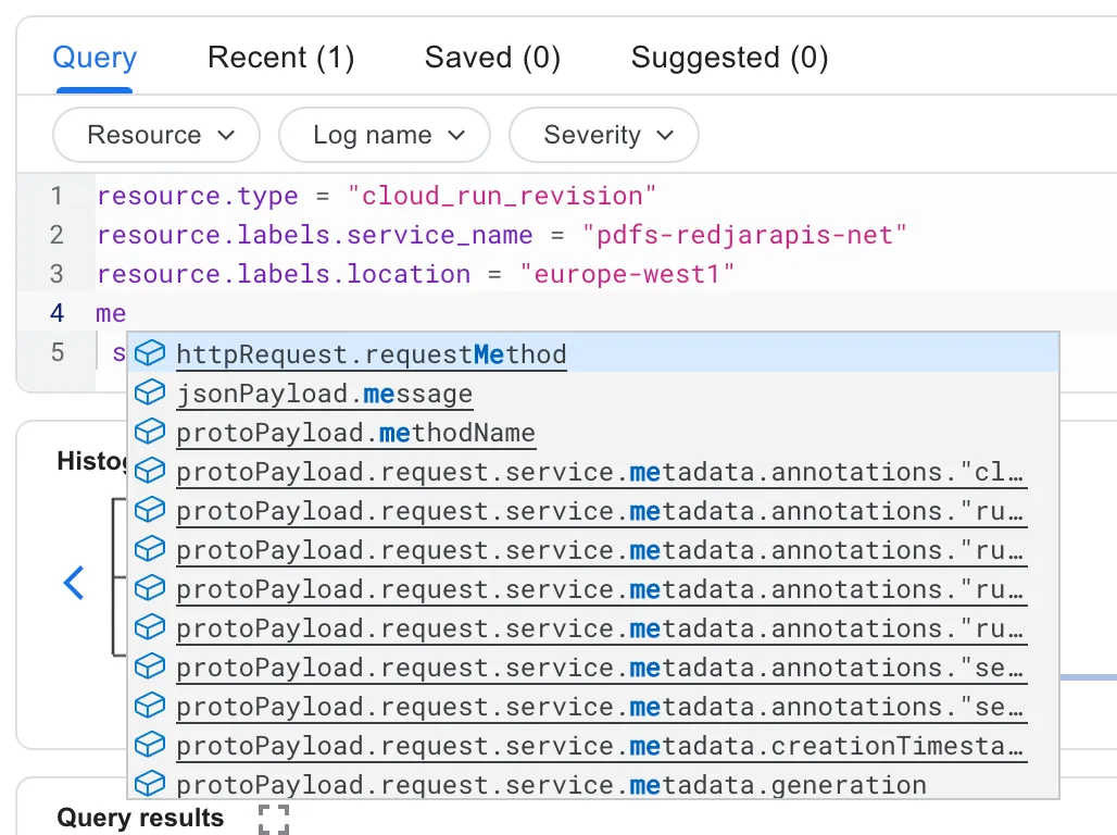 Google Logging query